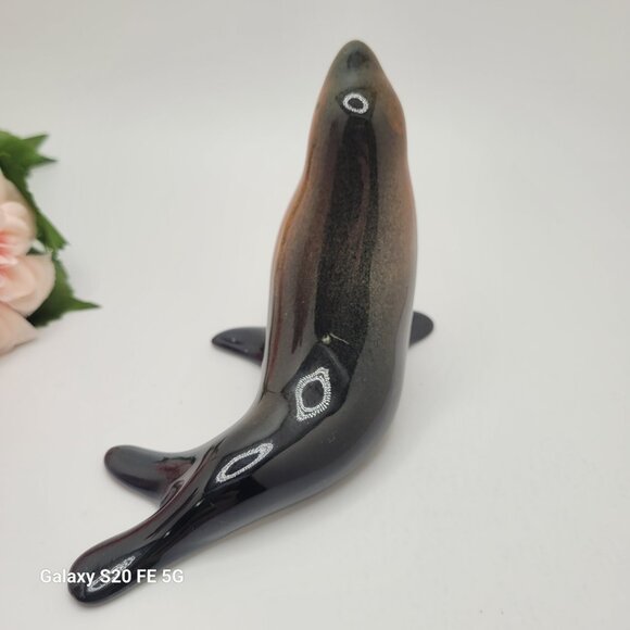 Vintage Brown Glaze  Seal Sea Lion Figurine Chestnut Brown Pottery Ceramic - Picture 4 of 9